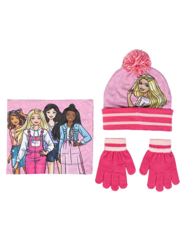 Barbie Barbie Kinder 3 Teilig Mütze & Schal & Handschuhe Set in Rosa