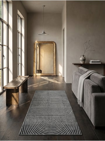 KADIMA DESIGN Outdoor-Teppich Geometrisch pflegeleicht Balkon Terrasse Outdoor in Anthrazit