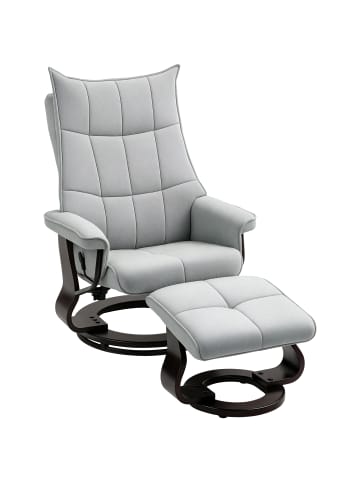 HOMCOM Relaxsessel mit Hocker in Grau 81L x 87B x 113H cm