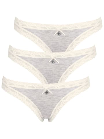 Like It 3er Pack String in ivory grey