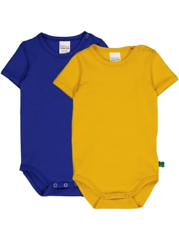 Fred´s World by GREEN COTTON Kurzarmbody 2er-Pack in Surf/Yellow