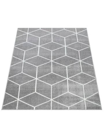 KADIMA DESIGN Teppich Kurzflor Geometrisches Muster Wohnzimmer schmutzabweisend in Grau