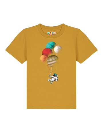 wat? Apparel T-Shirt Balloon Spaceman in Ocker