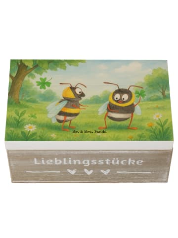 Mr. & Mrs. Panda Holzkiste Bienen Paar Design ohne Spruch in Weiß