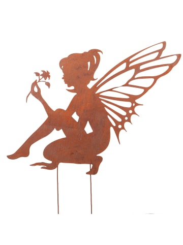UNUS Gartenstecker Rost Elfe sitzend in Braun