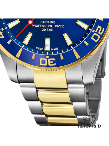 Jaguar Analog-Armbanduhr Jaguar Pro Diver silber, gold groß (ca. 43,5mm)