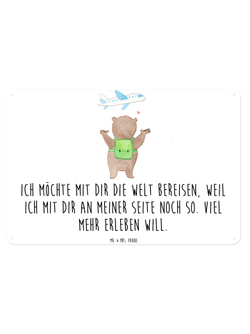 Mr. & Mrs. Panda Wandbild Bär Flugzeug mit Spruch in Weiß