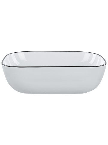 Beliani Waschbecken XERT in Weiß/Schwarz - (W) 46 x (H) 14 x (L) 33 cm