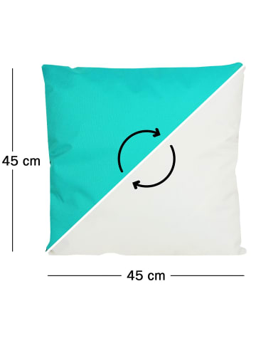 JACK 2er Set Outdoor Wende Kissenhülle 45x45cm in Aqua/Elfenbein