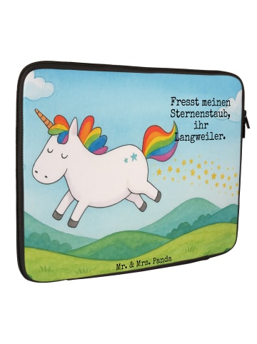 Mr. & Mrs. Panda Laptop Tasche Einhorn Happy Design mit Spruch in Weiß