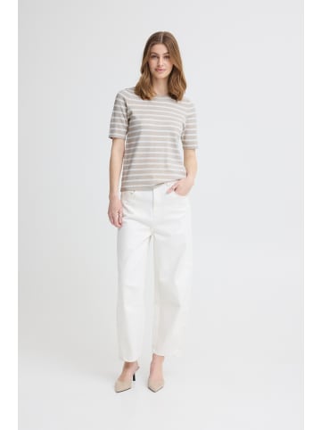 ICHI Strickpullover kurzarm IHLULS Regular fit in SMALL OATMEAL WHITE STRIPE