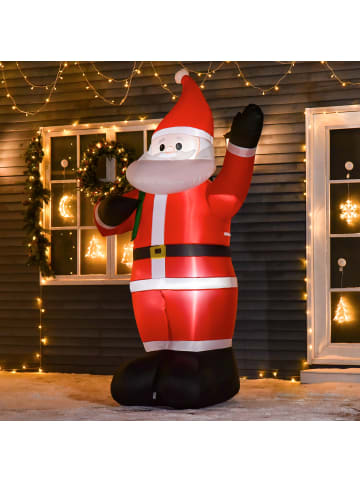 HOMCOM Aufblasbar Weihnachtsdeko-140L x 100B x 240H cm-Rot