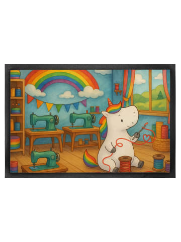 Mr. & Mrs. Panda Fussmatte Einhorn Näherin Design ohne Spruch in Weiß