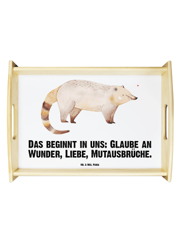 Mr. & Mrs. Panda Serviertablett Nasenbaer mit Spruch in Weiß