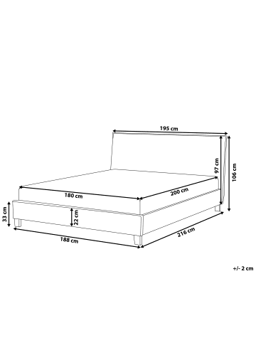 Beliani Doppelbett SENNEZ in Beige/Braun - (W) 195 x (H) 106 x (L) 216 cm