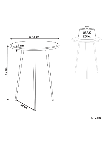 Beliani Beistelltisch TELFER in Silber/Schwarz - (W) 43 x (H) 55 x (L) 43 cm