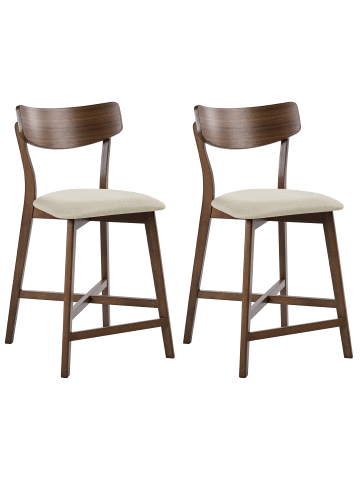 Beliani 2-tlg Barhocker HOLLY in Braun/Beige