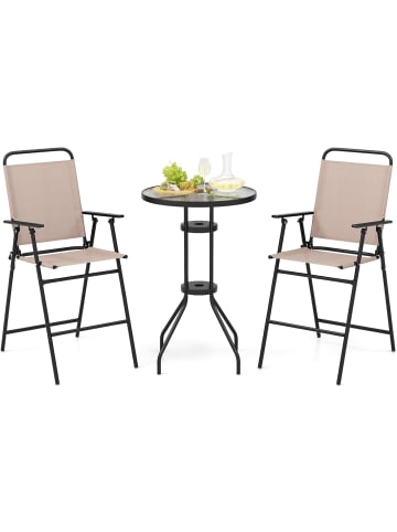 COSTWAY Bistrotisch 3 tlg. Set in Beige