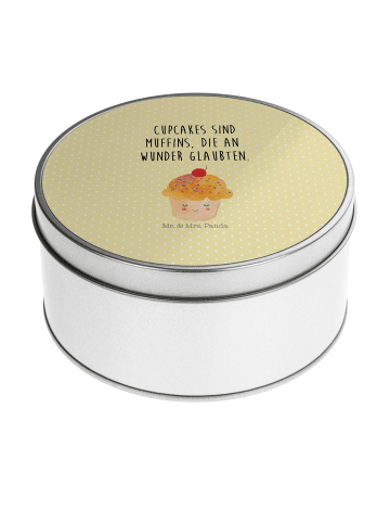 Mr. & Mrs. Panda Aufbewahrungsbox Cupcake mit Spruch in Gelb Pastell