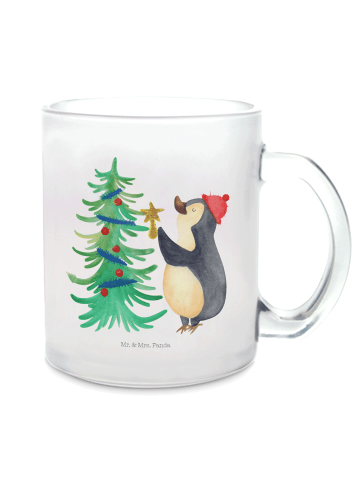 Mr. & Mrs. Panda Glasbecher Pinguin Weihnachtsbaum ohne Spruch in Transparent