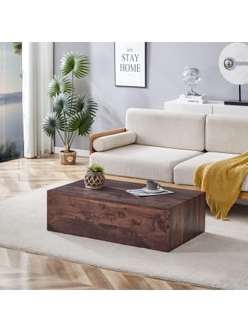 ABRIHOME Couchtisch in Braun Marmoroptik 90x50x30 cm rechteckig für Wohnzimmer