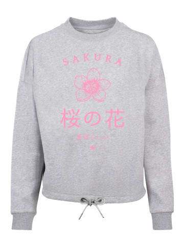 F4NT4STIC Oversize Sweatshirt Sakura Blume Japan in grau meliert