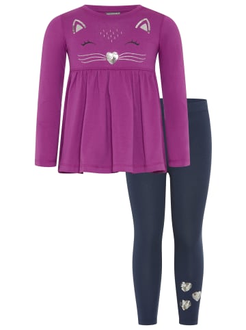 Kidsworld Langarmshirt & Leggings in beere/marine