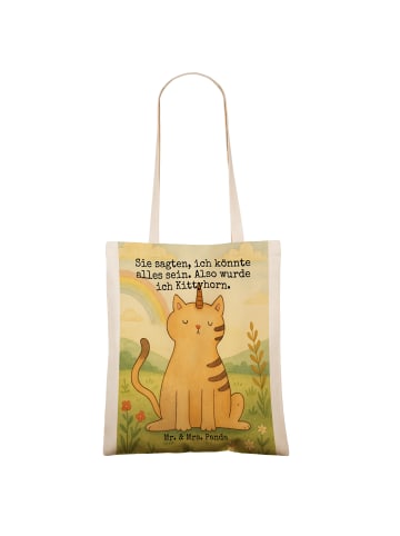 Mr. & Mrs. Panda Einkaufstasche Einhorn Katze Design mit Spruch in Weiß