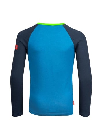 Trollkids Longsleeve "Preikestolen" in Mittelblau/Marineblau