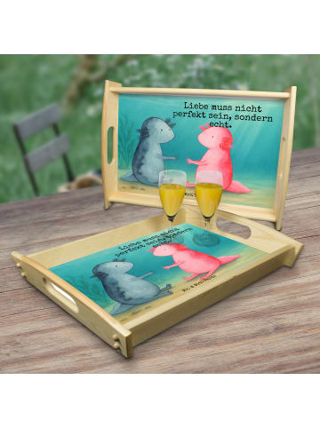 Mr. & Mrs. Panda Servierbrett Axolotl Liebe Design mit Spruch in Weiß