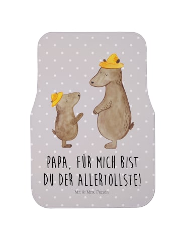 Mr. & Mrs. Panda Autoteppich Bären mit Hut mit Spruch in Grau Pastell