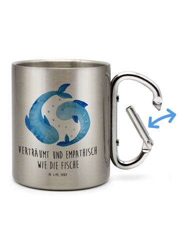 Mr. & Mrs. Panda Thermobecher Sternzeichen Fische mit Spruch in Silber