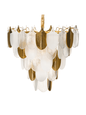 Beliani Kronleuchter AGUIRRE in Messing/Transparent - (W) 46 x (H) 107 x (L) 46 cm