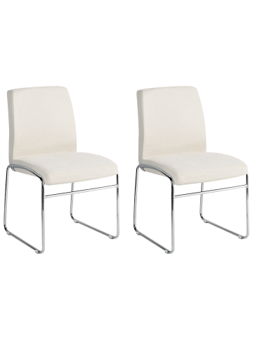 Beliani 2er-Set Esszimmerstuhl LECCO in Beige/Silber