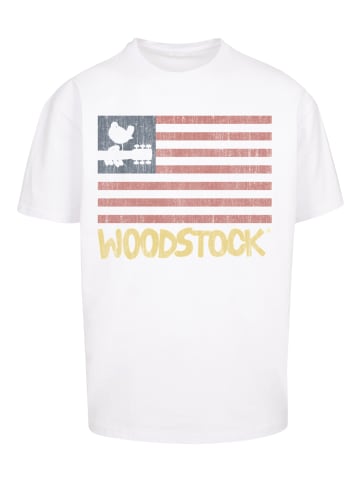 F4NT4STIC Heavy Oversize T-Shirt Woodstock Distressed Flag Music Festival Rock in weiß
