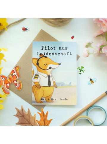Mr. & Mrs. Panda Klappkarte Pilot Leidenschaft Design mit Spruch in Weiß