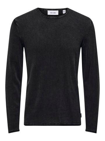 Only&Sons Lässiger Feinstrick Pullover Washed Design Rundhals Sweater in Schwarz