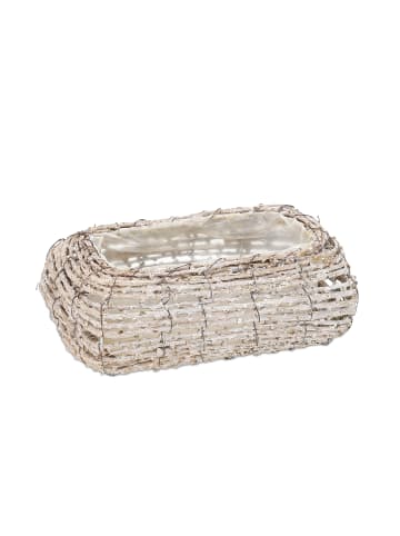 relaxdays 2 x Blumentopf in Weiß/ Natur - (B)25 x (H)10 x (T)15 cm