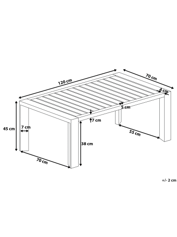 Beliani Esstisch CASTELLA in Beige/Weiß - (W) 70 x (H) 45 x (L) 120 cm