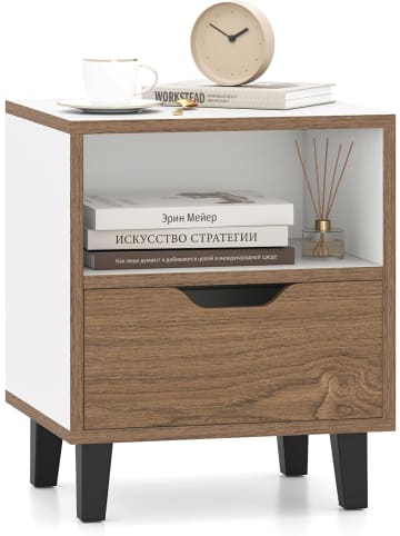 COSTWAY Nachttisch 37 x 33 x 44 cm in Hellbraun