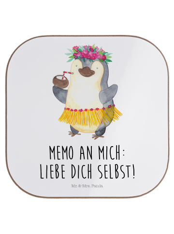 Mr. & Mrs. Panda Untersetzer Pinguin Kokosnuss mit Spruch in Weiß