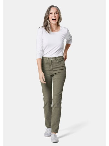 GOLDNER Kurzgröße:  High-Stretch-Jeanshose Damen Jeans Slim Fit LOUISA, Stretch in moorgrün