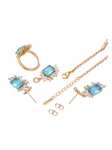 faina Women Jewelry Set in Rose Gold Turquoise