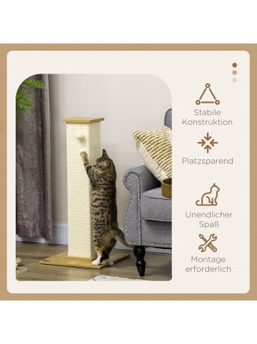 Pawhut Kratzstamm Eiche+Cremeweiß 38L x 38B x 80H cm