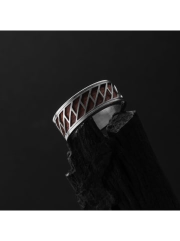 Holzkern Herrenring Edelstahl Bariton Walnuss/Silberfarben Weite 62