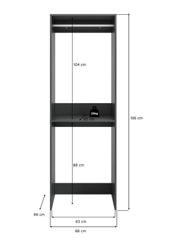 ebuy24 Waschmaschinenschrank Free Anthrazit 66 x 66 cm
