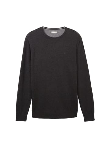 Tom Tailor Pullover 'Basic' in schwarz meliert