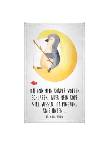 Mr. & Mrs. Panda Gästehandtuch Pinguin Mond mit Spruch in Weiß