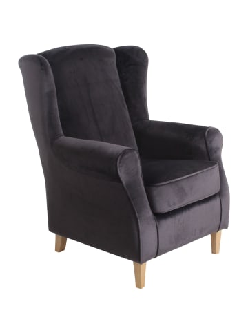 58 aufm Kessel OHRENSESSEL Karlen Bezug Samtvelours Buche natur / anthrazit