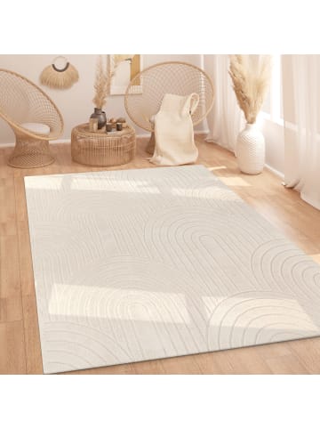 KADIMA DESIGN Teppich Kurzflor waschbar Struktur Wohnzimmer in Creme
